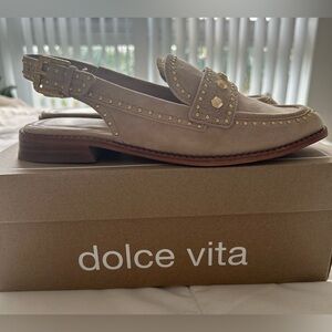 Dolce Vita 8.5 Camel suede slingback loafers